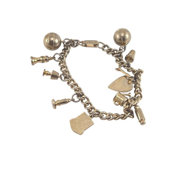 Vintage Samson Silver-Tone Charm Bracelet With Unique Soccer Ball & Shield Charm - Picture 6 of 7